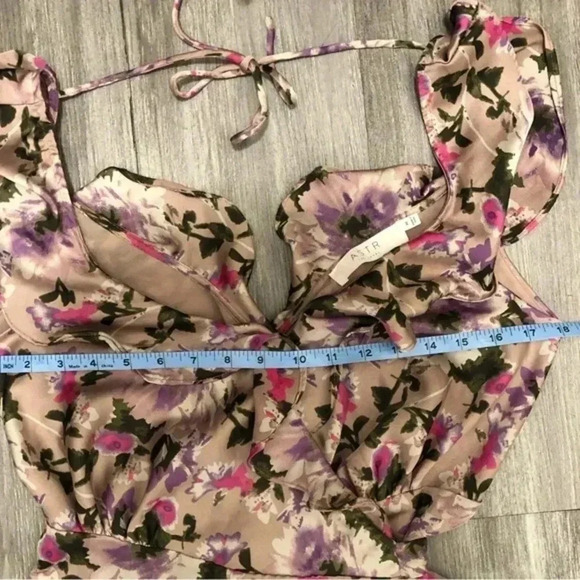 ASTR THE LABEL WRAP WILSHIRE RUFFLE OPEN BACK‎ FLORAL MIDI DRESS SIZE M - Picture 10 of 13